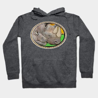 White rhino mom and baby Ceratotherium simum Hoodie